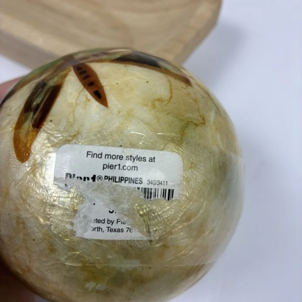 PIER 1 Pearl Ball Sphere Orb Fireflies Flower Ivory Home Decor 4